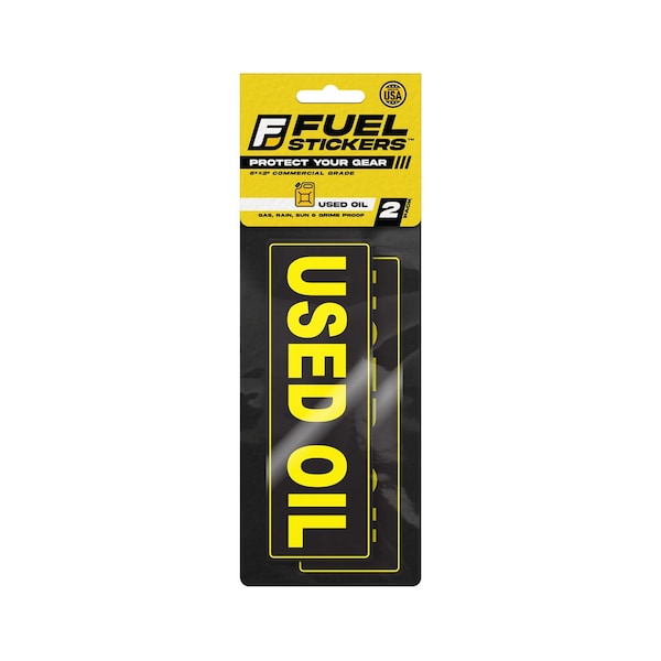Fuel Stickers Used Oil Stickers, Waste Oil Label for Storage Tank, Drum and More, Hvy-Dty, 6''x2'', 2PK Z-262UOL-2PK - main